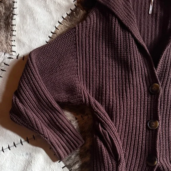 Free People Dark Brown Hooded Cardigan - Picture 6 of 8